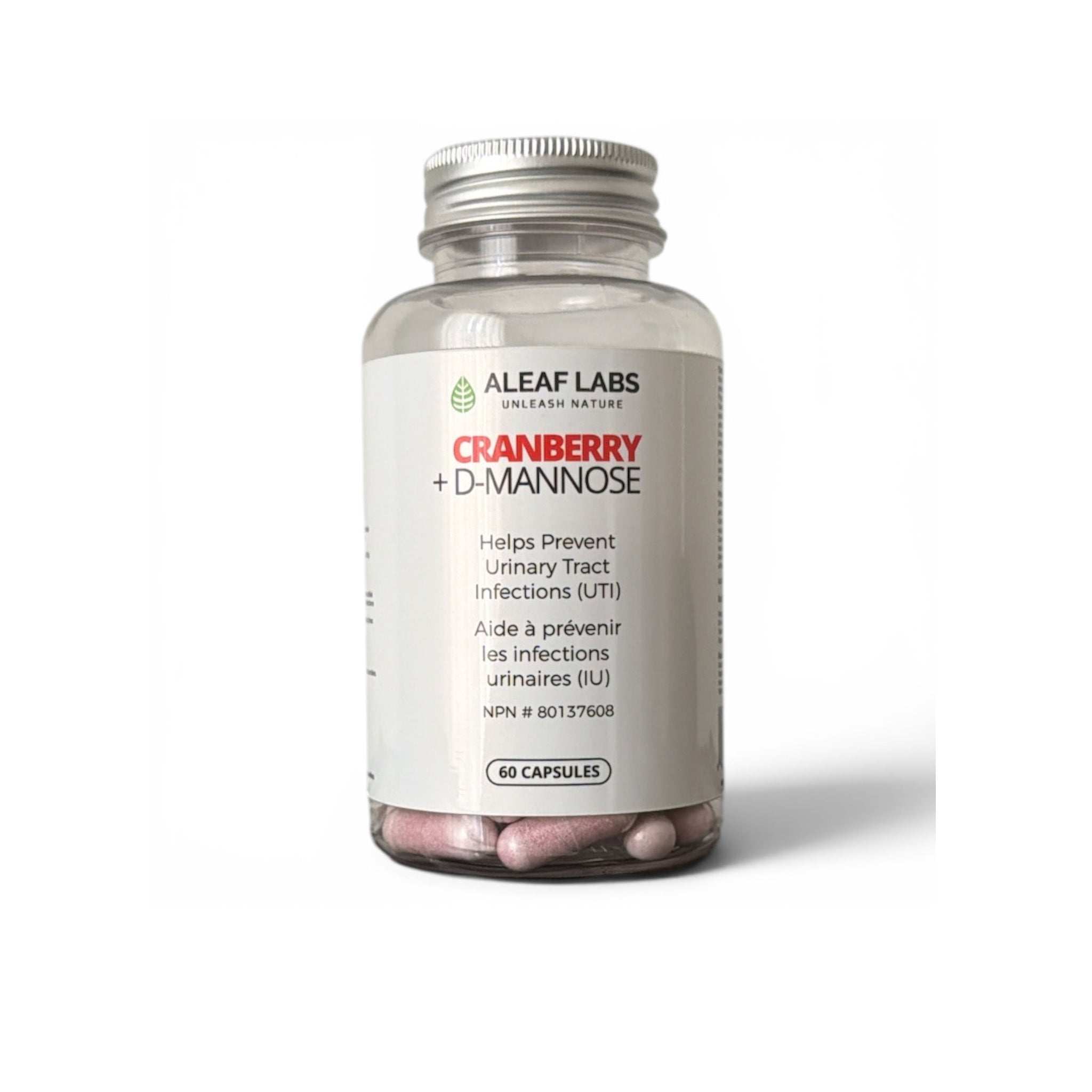 Aleaf Labs Cranberry + D-Mannose 60 capsules bottle