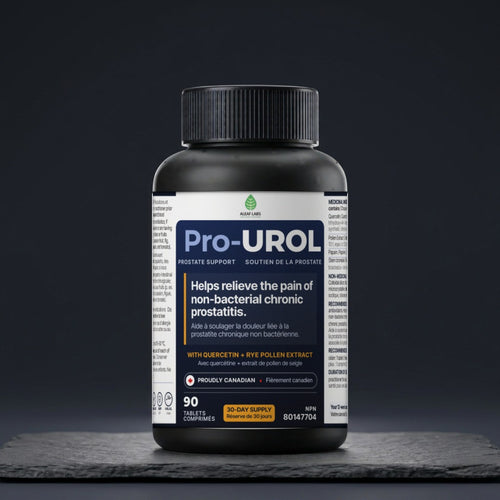 Pro-UROL bottle, 90 tablets, NPN 80147704, on dark slate